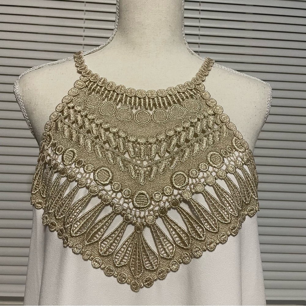 Lilly Pulitzer Pearl White Shift Dress Resort White Gold Halter - Picture 2 of 12